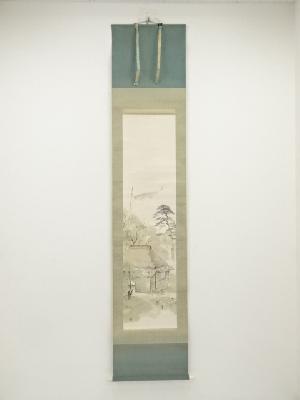 青峰筆　皐月乃田家　肉筆紙本掛軸（共箱）